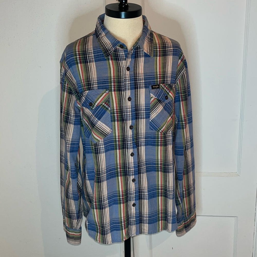 Wrangler colorful plaid button up shirt